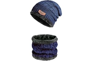 Ajuanbazha Gorro Invierno Hombre con Bufanda, Conjunto Gorro y Bufanda de Punto 2 en 1, Gorras Beanie de Punto para Hombre Mujer, Gorro Invierno con Forro Suave