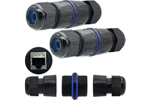 CTRICALVER Accoppiatore RJ45 impermeabile, 2 Pezzi Accoppiatore Ethernet femmina a femmina schermato, Connettore RJ45 per esterni, per cavo Ethernet CAT.6E/CAT.6/CAT.5E/CAT.5