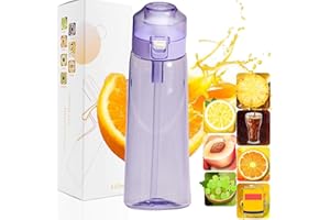 AUDALA Borraccia Starter Set, Sport Borraccia Senza BPA con 1 Cialde Aromatiche, Borraccia Starter Set borracce Bere 650 ML Frutta Fragranza Bottiglia Acqua Dolce E%0 Tazza per Palestra All'aperto (viola)
