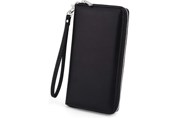 UTO Portefeuille Femme Porte Cartes 18 Fentes Grand Capacité Pochette Fermeture éclair avec Bracelet Synthétique