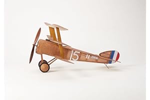F&G SUPPLIES Avión triplano completo, estilo retro, madera de balsa, propulsado con una goma elástica, vuela de verdad