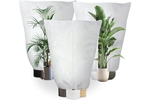 MKITNVY 3 Piezas Cubierta Protector Invierno Planta, 180cm X 120cm, Bolsa Fitosanitaria, Cubiertas de Protección Contra Heladas de Plantas , Tela No Tejida, Cremalleras Y Cordones, para Flores, Árbol Frutal