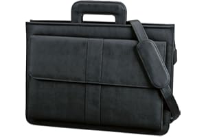 ‎ALASSIO ALASSIO Dokumententasche AVERSA, Aktenmappe aus Lederimitat, Mappe mit versenkbaren Griffen und Tragegurt Aktentasche, 42 cm, Schwarz