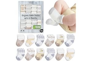 Mother's Choice Organic Cotton Baby Socks, 12 Pairs, Unisex 0-6 Months - Soft, Hypoallergenic Newborn & Infant Socks - Baby Girl & Boy Gifts, (12Pcs, Brown)
