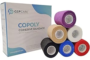 GSPCARE Self Adherent Bandage Wrap 6 Roll, 7.5cm X 4.5m Non-Woven Cohesive Bandage Wrap Pet Vet Wrap Bandage Tape, Strong Elastic Kinselogy Tape for Sports Protection(Multicoloured)