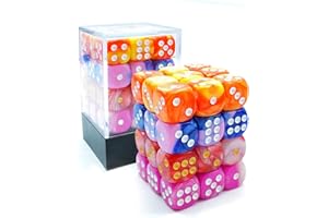BESCON DICE Bescon 12mm 6 Sided Dice 36 in Cube, 12mm Six Sided Die (36) Block of Dice, Gemini Effect in All Assorted Flower Colors