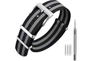 ANNEFIT Bracelet de Montre en Nylon avec Boucle en Acier Inoxydable, Sport Bande de Remplacement 16mm 18mm 20mm 22mm