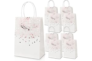 JIASHA Bolsas de Regalo, 15 pcs Bolsas Regalo, Bolsas de Papel con Asas, Bolsa de Regalo Kraft con Asas Bolsas Papel ​Kraft para Fiestas, Ceremonias de Graduación, Bodas, Aniversarios etc (Oro rosa)