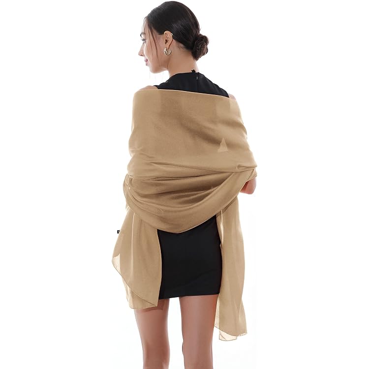 Écharpe Pashmina Femme RIIQIICHY - Mousseline Léger 90x180cm - Châle Soirée, Mariage, Plage