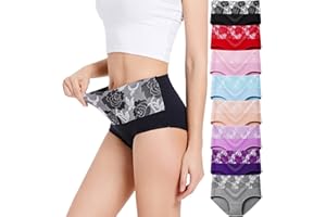 HAVVIS Women's High Waist Knickers Ladies Cotton Briefs Underwear Full Back Coverage Panties Plus Size Multipack