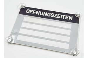 ‎CODIARTS. codiarts. Öffnungszeiten-Schild mit Saugnäpfen (19x27cm) - Türschild aus Acrylglas - Individuell beschreibbares Fensterschild - Öffnungszeitenschild für Geschäfte, Büros & öffentliche Einrichtungen