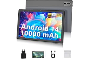 ‎EAGLESOAR EagleSoar 2025 Neueste Tablet Android 14, 10 Zoll mit 12GB RAM+128GB ROM(1TB Erweiterung), Octa-Core-Prozessor, 2.4/5G Dualband WiFi, 10000mAh, 1280 x 800 HD IPS-Grau