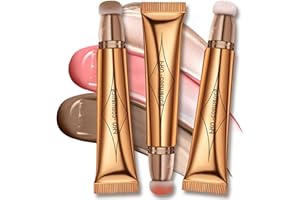 Greatlizard Blush Liquido Illuminante Contouring Viso Set, Blush in Crema Illuminante Viso Stick, Contour Stick Beauty Wand, Multifunzionale Bronzer Fard make up,Liquid Highlighter Wand