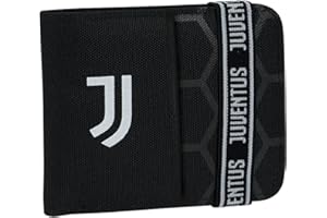 SEVEN Portafoglio Uomo -F.C. JUVENTUS Calcio, Nero Bianco - Apertura con Elastico -Portamonete con Chiusura Magnetica -Multi Scomparti Interni- Portafoglio Bambino -Squadre Calcio Serie A - Tifoso Juventino