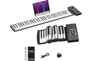 OYAYO 61 Keys Roll Up Piano, Upgraded Portable Rechargeable Portable Piano, Mp3 Headphone, USB Input, MIDI Out 128 Rhythms