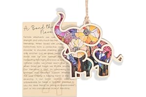 lasuroa Adorno de Elefante de la Amistad con Tarjeta Historia, Adorno Elefante para Mujer Bonito Estampado Flores Regalos Amistad y Hermandad para Mujeres (Estilo 2)