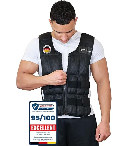 Gilet Lesté Réglable 50 Kg – Vide, Sans Plaques, En Tissu Oxford Costaud, Avec 12 Poches Pour Charger Du Sable Ou De L’acier, Parfait Pour Le Fitness, La Boxe Et L’entraînement à La Maison