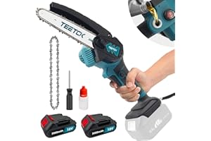 TEETOK Mini Chainsaw Cordless 6-Inch Handheld Chainsaw with 2Pcs 3.0Ah Battery Portable Electric Chainsaw with Safety Lock for Courtyard Garden Household Tree Branch Trimming