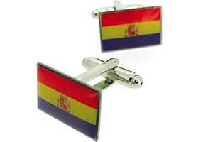 Gemelolandia | - Gemelos Bandera II Republica española | Forma Rectangular |, Color Amarillo, Morado y Rojo Gemelos Originales para Camisas | para Hombres y Niños