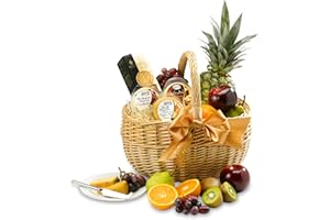 Luxury Snack Hamper in Handmade Basket - Fruit, Cheese and Biscuits Gift Basket with Oranges, Grapes, Cheddar, Brie - Savoury Snack Gifts, from Regency Hampers