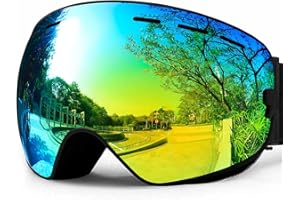 SPOSUNE Ski Goggles Skiing Goggles Over Glasses with Anti-Fog Spherical Dual Interchangable Lens,100% UV400 Protection Snow Snowboard Goggles for Men Women Youth,Helmet Compatible,Anti Glare,Impact Resistant,Windproof