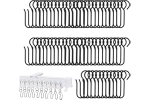 CHANRAINGYEE 100 Stück Metall S Haken Schwarz, S-Förmige Vorhanghaken für Schienen, Duschvorhang Haken, Vorhang Haken, Gardinenhaken für Ringe, Gardinenhaken Metall, S-Haken, Curtain Hooks, Fenstervorhang (35MM)