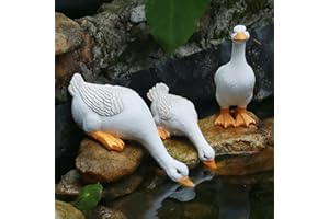 HIAME Dekoracja ogrodowa, figurka słodka kaczka, ornament, basen, trawnik, dekoracja ogrodu, rzemiosło, prezent (np. 3-częściowy zestaw), A-001, B. Zestaw 3-częściowy