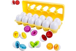 huruirui Montessori Uova Giocattolo per Bambini Uova Abbinate, Classificazione di Colore e Forma 12PCS Giocattolo Educativo per Bambini Pasqua Uovos 2 3 Anni Ragazzi e Ragazze