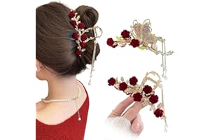 ‎YPKIA Ypkia 2 Stück Blumen Haarklammer Groß Gold Schmetterling Haarspangen Damen Metall mit Quaste Haarclip Für Frauen Mädchen Dickes Haarschmuck