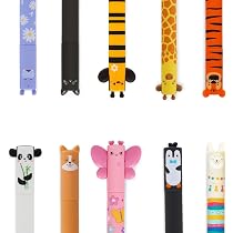 Legami Set Di 4 Penne Gel Cancellabili Wildlife – Inchiostro Cancellabile, Soggetti: Ippopotamo, Elefante, Giraffa, Leone - 2
