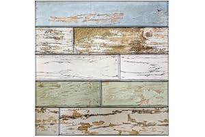 COMSTICKC Pannelli Murali 3d Adesivi Effetto Legno Bianco, 10 Pezzi 30x30 cm, Pannelli Murali In PVC Legno Per Decorativi Pareti Interne Cucina, Bagno, Soggiorno, Impermeabile, Marrone-verde