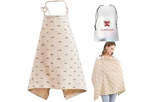 Breastfeeding Cover Muslin Baby Breast Feeding Cover for Mum Infant Stroller Nursing Cover Soft 360° Coverage Breathable Lightweight Apron for Privacy Shield - KAMHBE (Rainbow)
