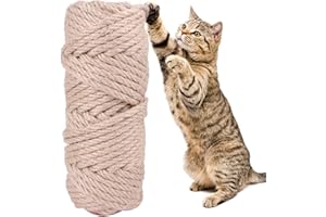 UXRADG Corde Arbre à Chat, 4 mm x 50 M Corde Sisal, 100% Naturel Corde Chanvre, Corde Sisal pour Réparation et Remplacement de Chat Scratch Pilier, Jardinage, Décoration De Maisons, Bricolage
