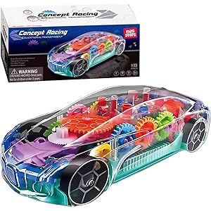 Mini Steps 3D Baby Car Toy with Lights & Music – 360° Rotating Mechanical Gear Simulation Car for Kids, Boys & Girls