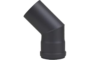 LANZZAS FIRE Tubo a gomito per canna fumaria a pellet, diametro 80 mm, grigio nero (arco 45°, nero)