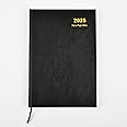 Arpan 2025 Diary A5 One Day to a Page Diary With Full Page of Saturday & Sunday Hardback Cover (Black - 2025)