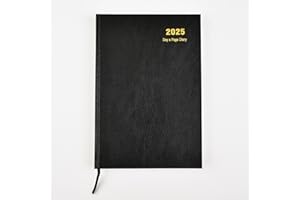 Arpan 2025 Diary, A4 One Day to a Page Diary with Full Page of Saturday & Sunday Hardback Cover (Black)