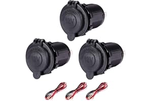 Yizerel 3 Pack Cigarette Lighter Socket for Car Motorcycle Marine ATV RV Lighter Sockets Power Outlet Socket Receptacle 12V Waterproof Plugs