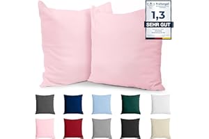 ‎DREAMZIE Kissenbezug 40x40 Baumwolle Renforcé (2er-Set) - Rosa - Dicht gewebt mit 57 Fäden/cm² - 40x40cm Kissenbezug - Oeko Tex Zertifiziert - Dreamzie
