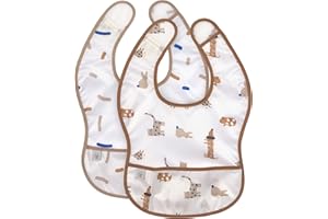 LÄSSIG Set di 2 bavaglini per neonati con chiusura in velcro idrorepellente/Lightweight Bib Little Mateys royal blue