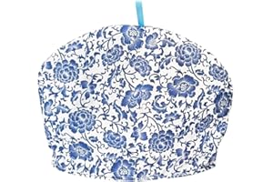 KABAKE Copertura per teiera in cotone con stampa floreale vintage, decorazione per teiera isolata, copertura antipolvere per bollitore da cucina (fiore blu)