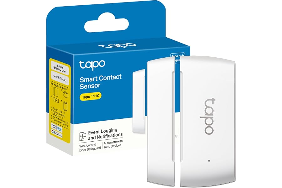 Tapo TP-Link T110 - Sensor de Contacto Inteligente, Domótica, Ahorro de Energía, Batería Larga Duración, Alertas de Intrusos,