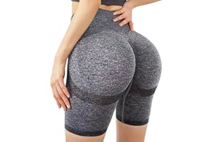 KOEMCY Pantaloncini Sportivi Donna, Fitness Pantaloncini a Vita Alta Elastico Leggins Shorts Pantaloni Sportivi Corti Donna Push Up Butt Scrunch per Palestra Jogging Allenamento Yoga Corti
