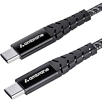 Ambrane Unbreakable 60W Fast Charging 1.5M Braided Type C to Type C Cable for Smartphones, Tablets, Laptops & Other Type C De