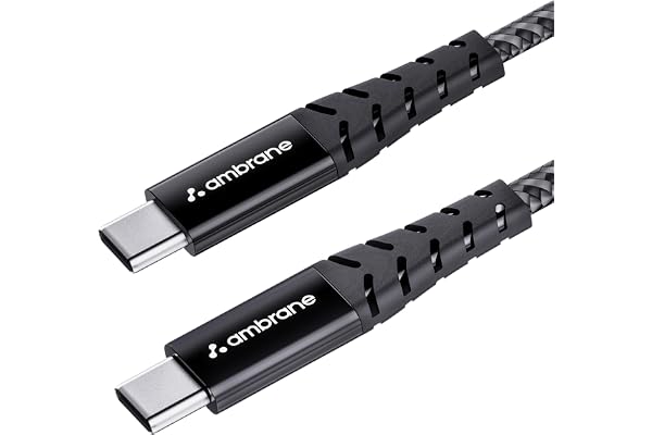 Ambrane Unbreakable 60W Fast Charging 1.5M Braided Type C to Type C Cable for Smartphones, Tablets, Laptops & Other Type C De