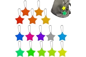‎ABNAOK Abnaok 15 Stück Reflektor Anhänger Sterne, Sicherheitsreflektoren Anhänger, Kinder Reflektor Anhänger für Schultasche Rucksack Nacht Radfahren Laufen,13 Farben