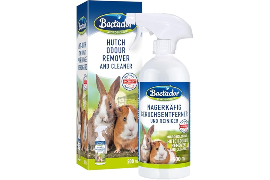 Bactador Enzyme Cleaner Rodent Cage Spray 500ml - Enzymatic cleaner & Cat urine enzyme cleaner - Pet carpet cleaner - Microbiological urine neutraliser - Pet stain & odour remover in rodent habitats