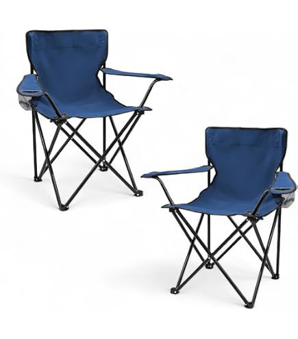 Redcliffs Klappstuhl Aus Metall – Hellblau, Mit Integriertem Getränkehalter, Klappbar, Leicht, Stabil, Für Camping, Garten, Picknick, Veranstaltungen, Tragbar Redcliffs Faltstuhl Hellblau