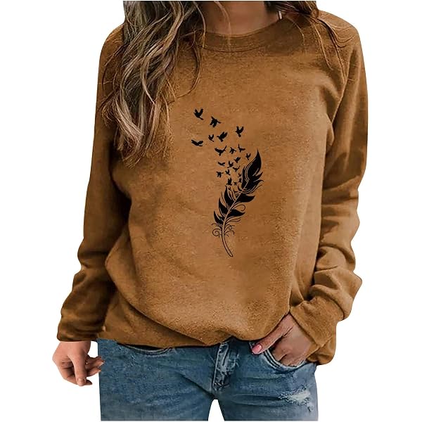 Heekpek T-Shirt Manches Longues Femme - Imprimé Pissenlit, Confortable & Trendy