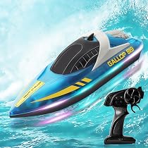Bateau Télécommandé Avec Lumières LED 2,4 GHz - Jouet RC 2 Batteries Pour Piscine Lac Étang